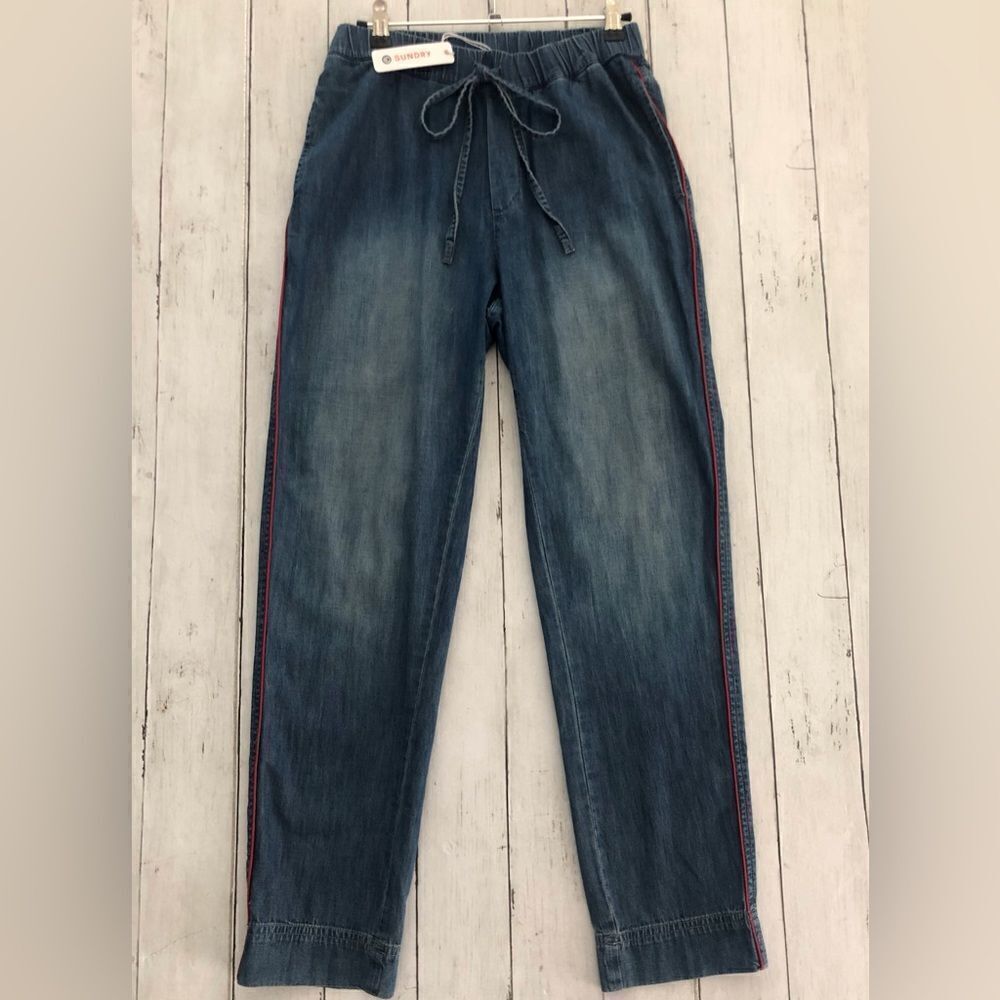 Sundry Chambray Loved Elastic Waist Summer Denim Pant Size Small - Picture 4 of 4